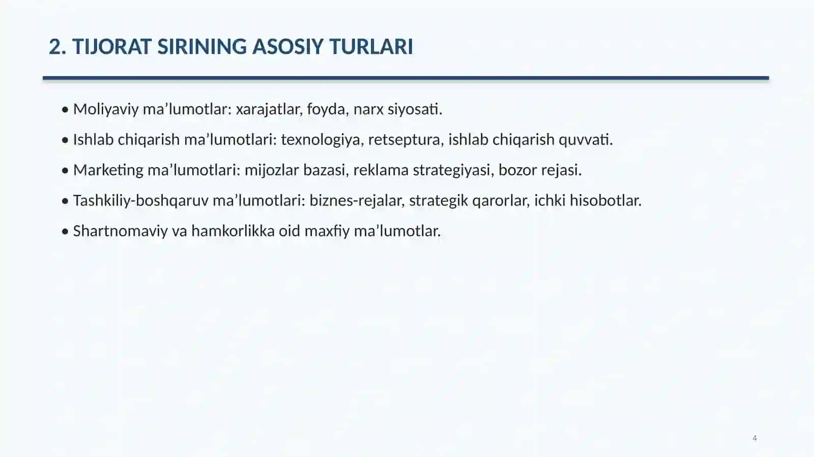 TIJORAT SIRI VA ICHKI TAHLIL 4