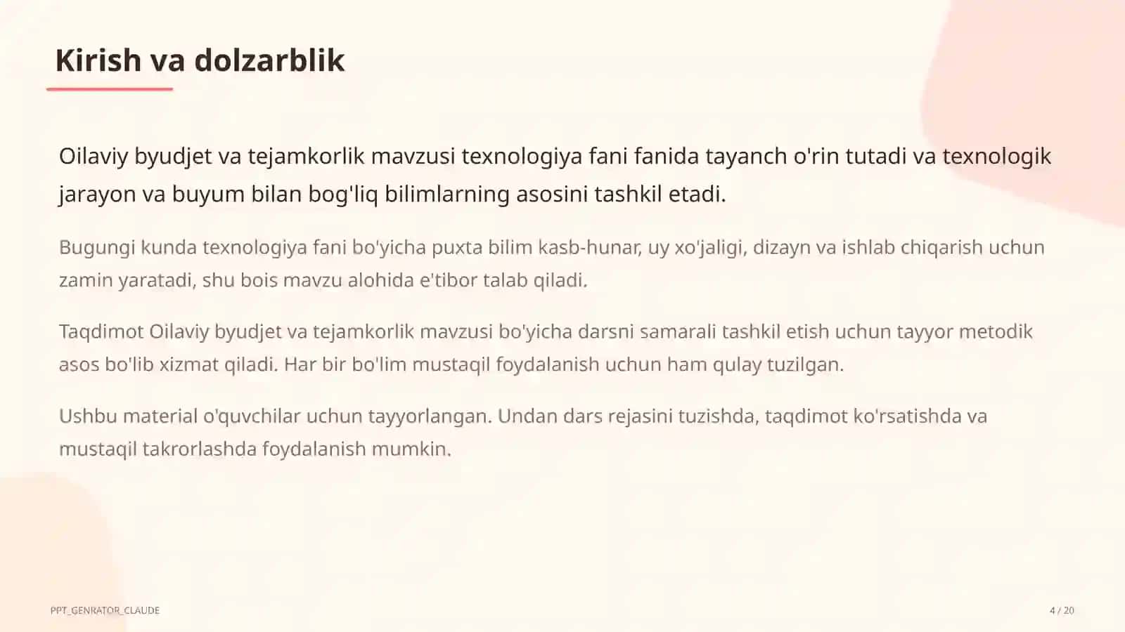 Oilaviy byudjet va tejamkorlik (9-sinf) 4