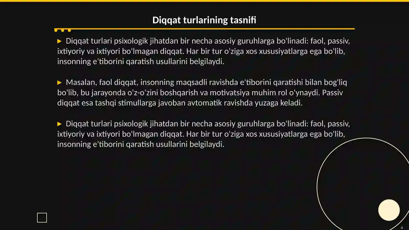 Diqqat turlari va uning xususiyatlari 4