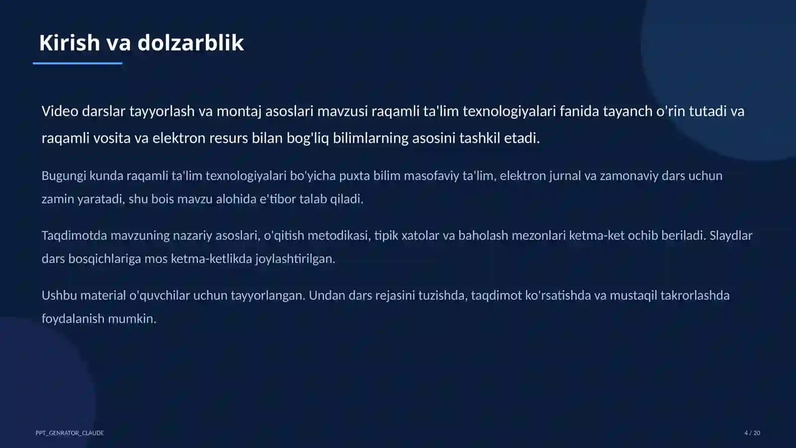Video darslar tayyorlash va montaj asoslari 4