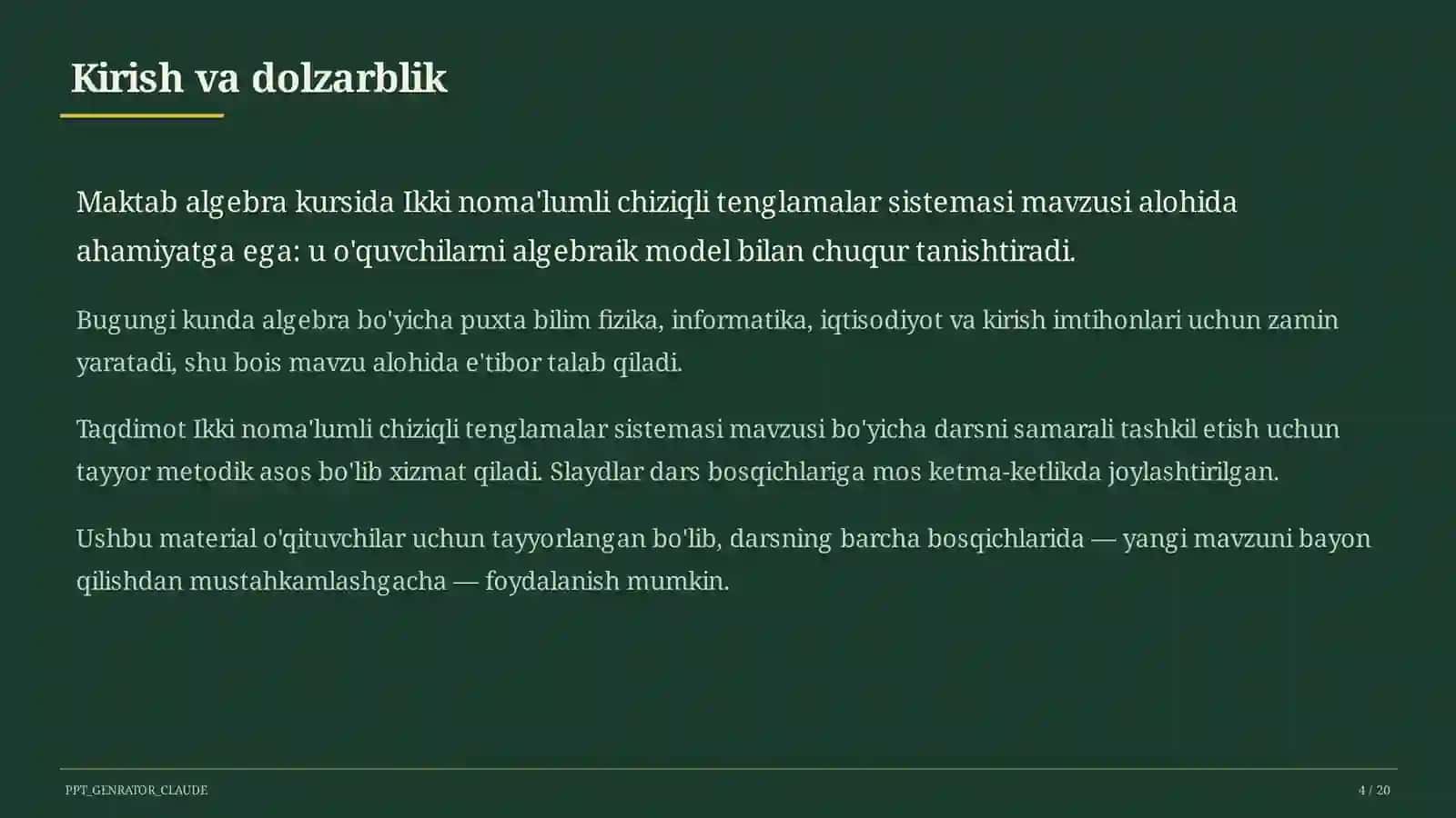 Ikki noma'lumli chiziqli tenglamalar sistemasi (7-sinf) 4