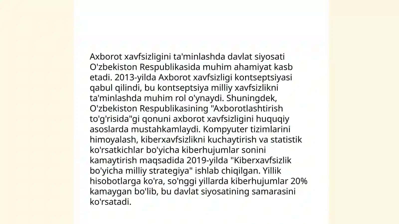 Axborot xavfsizligi bo'yicha O'zbekistondagi qonun va qonunosti hujjatlar 4