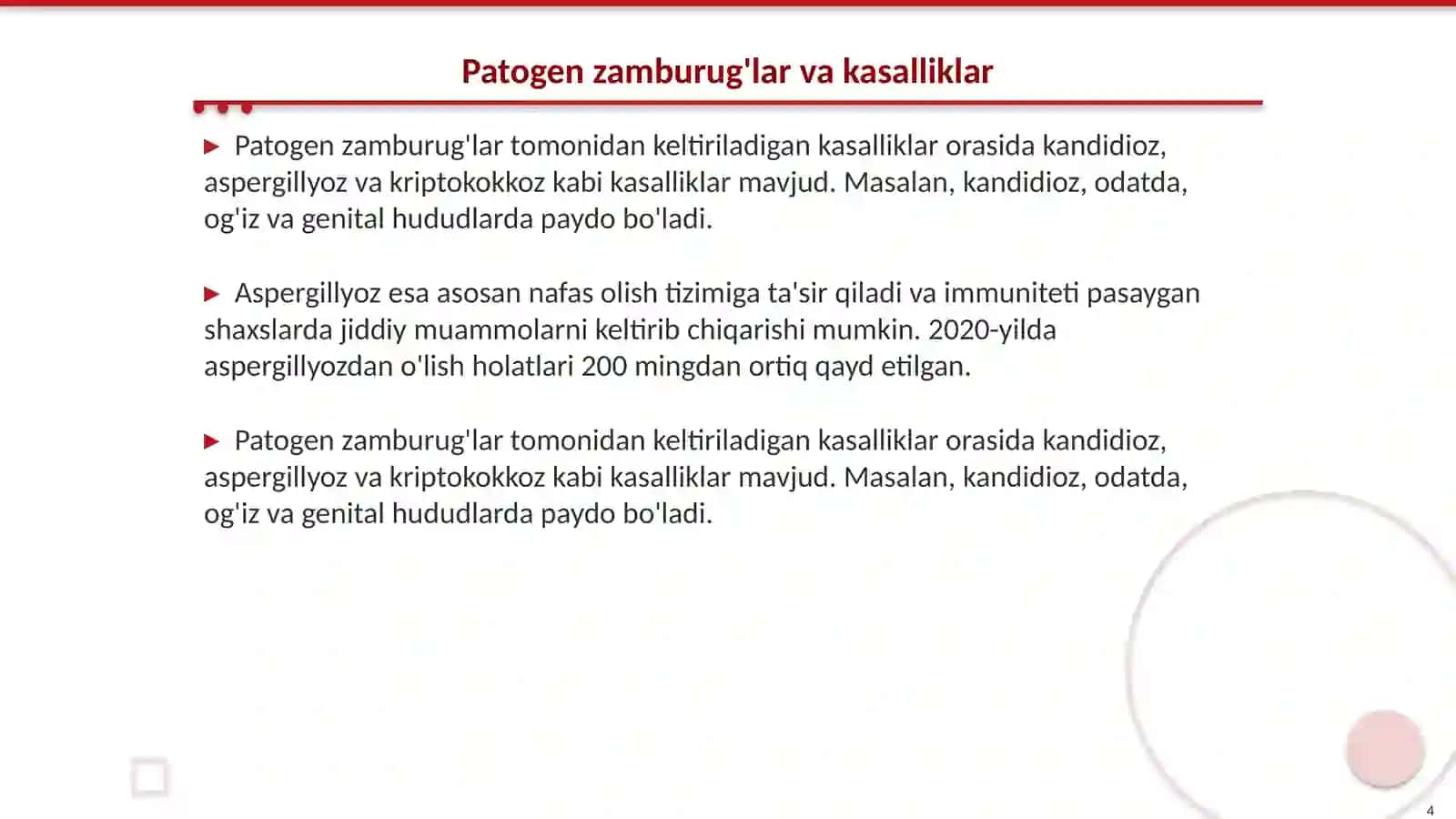 Patogen zamburug'lar Chaqiruvchi kasalliklar va ularni laboratoriya diagnostikasi 4
