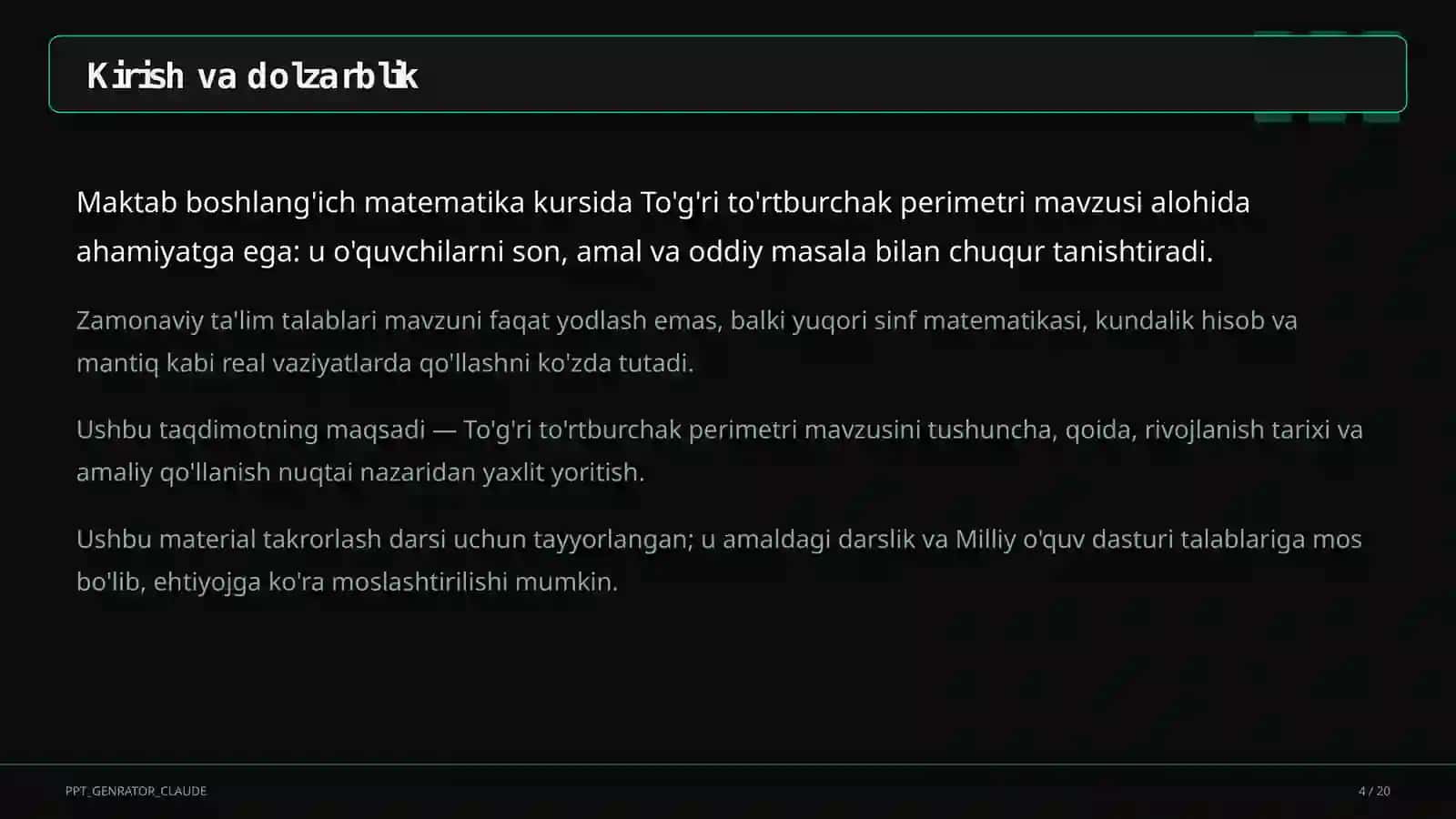 To'g'ri to'rtburchak perimetri (2-sinf) 4