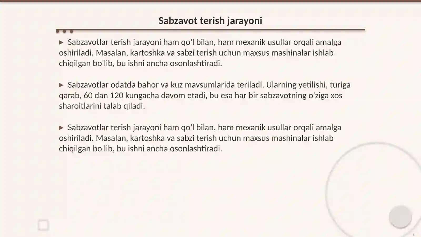 Meva va sabzavotlar terish 4