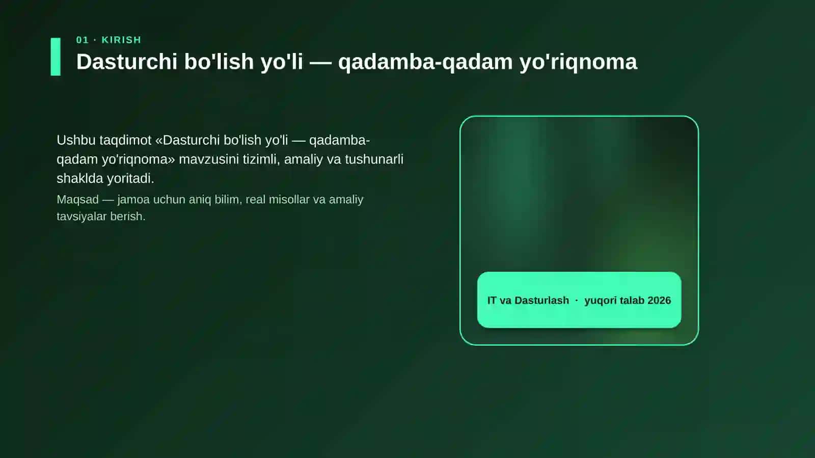 Dasturchi bo'lish yo'li — qadamba-qadam yo'riqnoma 4