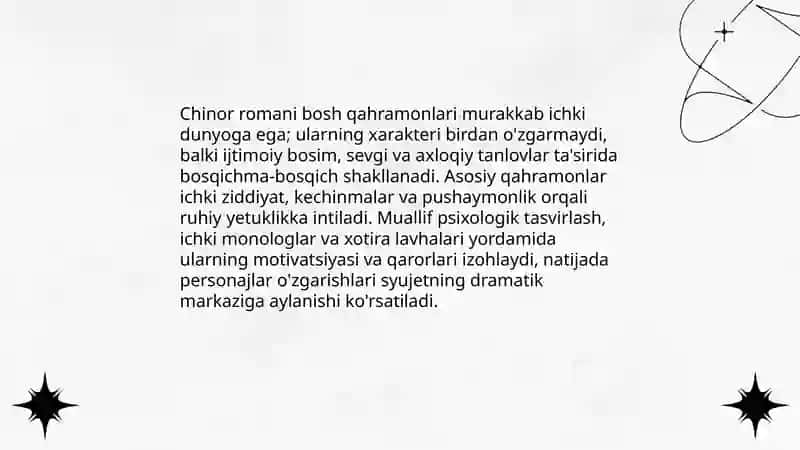 Chinor romani syujeti va kompozitsiyasi 4
