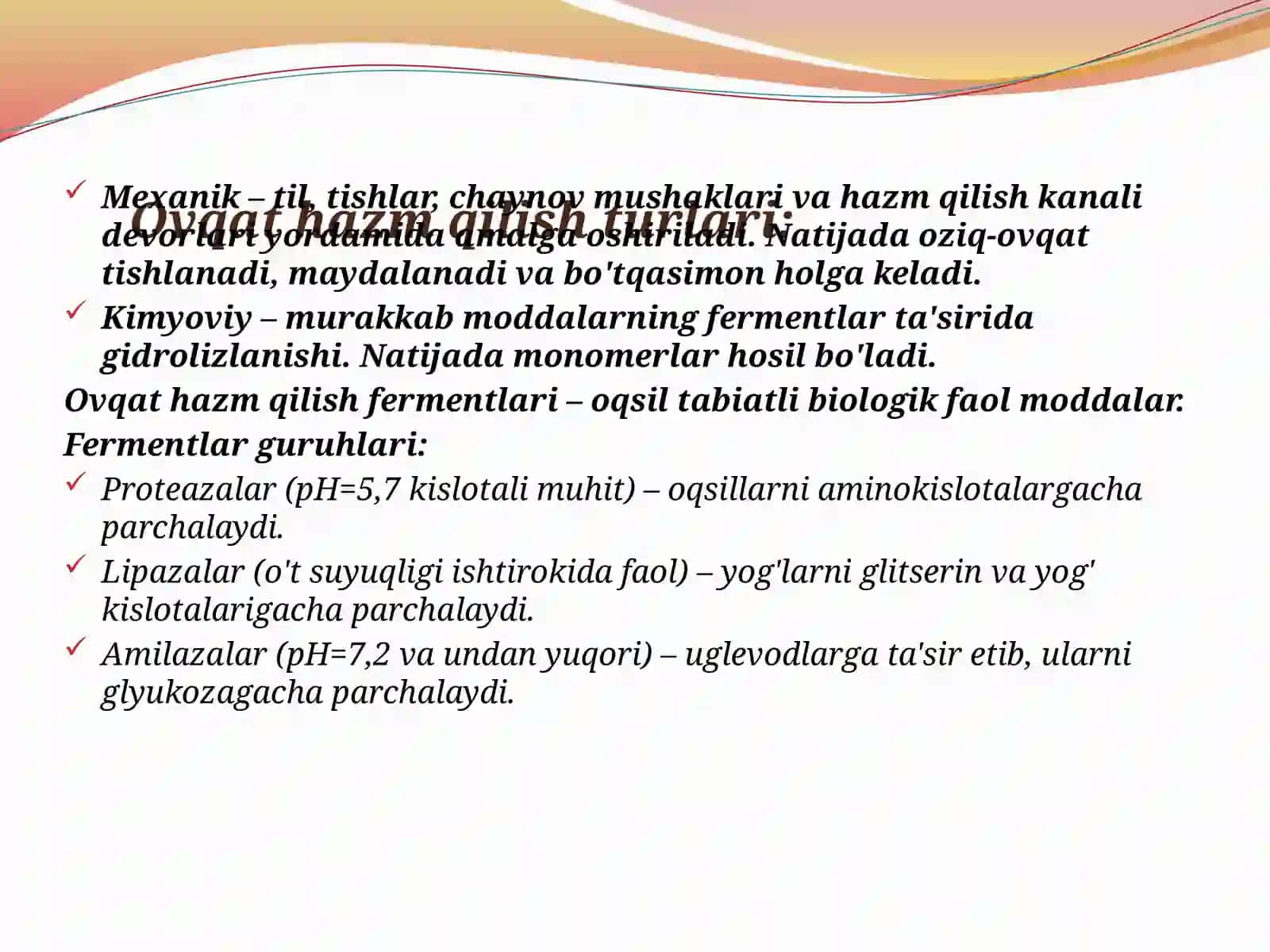 Ovqat hazm qilish tizimi anatomiyasi va fiziologiyasi 4
