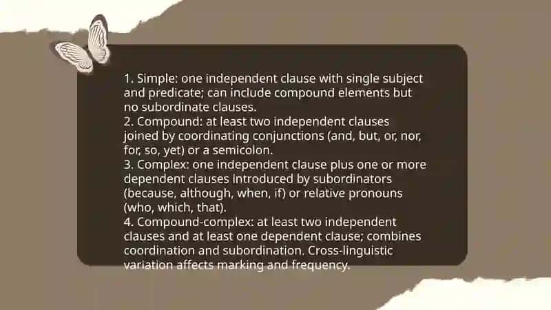 Typology of a sentence in English and native languages 4