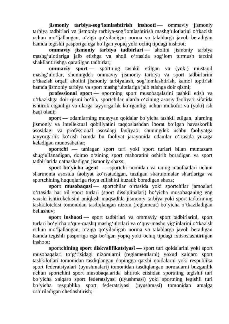 Mavzu № 4 O‘zbekiston Respublikasida jismoniy tarbiya va sport tashkilotlarini boshqarishning xuquqiy asoslari 4