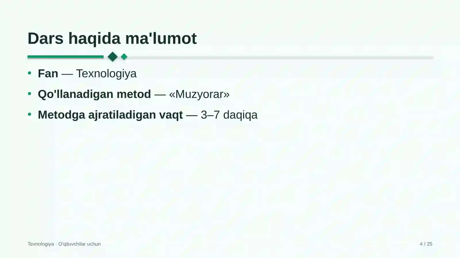 texnologiya darslarida muzyorar metodidan foydalanish 8674 4