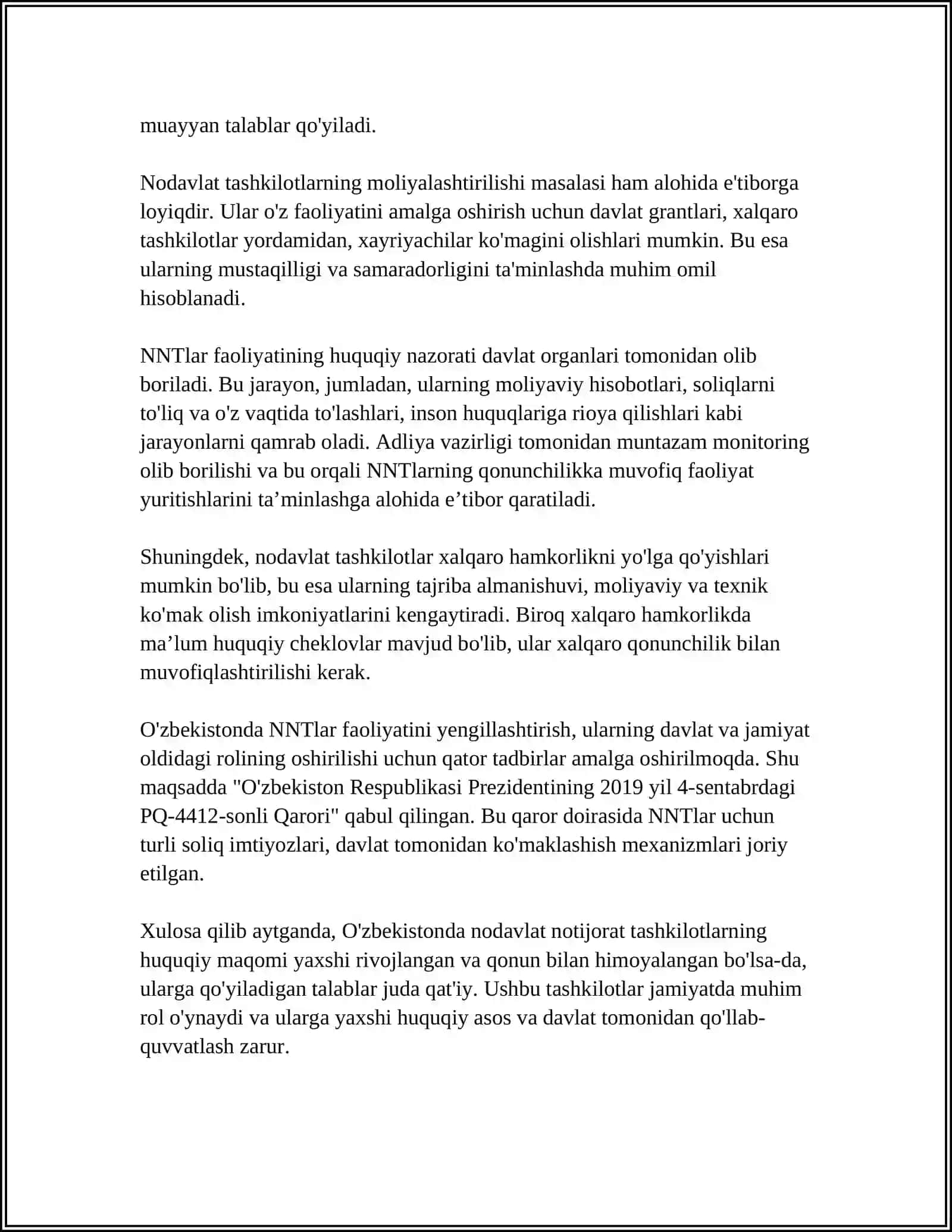 NODAVLAT VA JAMOAT TASHKILOTLARNING OZBEKISTONDA DEMOKRATIK JAMIYAT BARPO ETISHDAGI ORNI VA AHAMIYATI 4