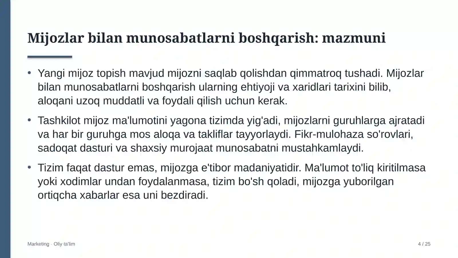 yuk tashish kompaniyalarida mijozlar bilan munosabatlarni boshqarish 7603 4