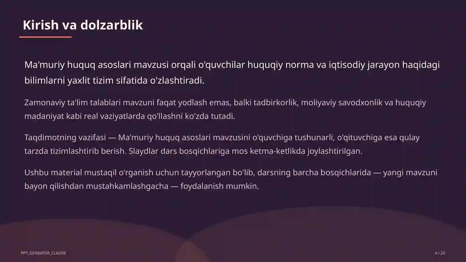 Ma'muriy huquq asoslari (10-sinf) 4