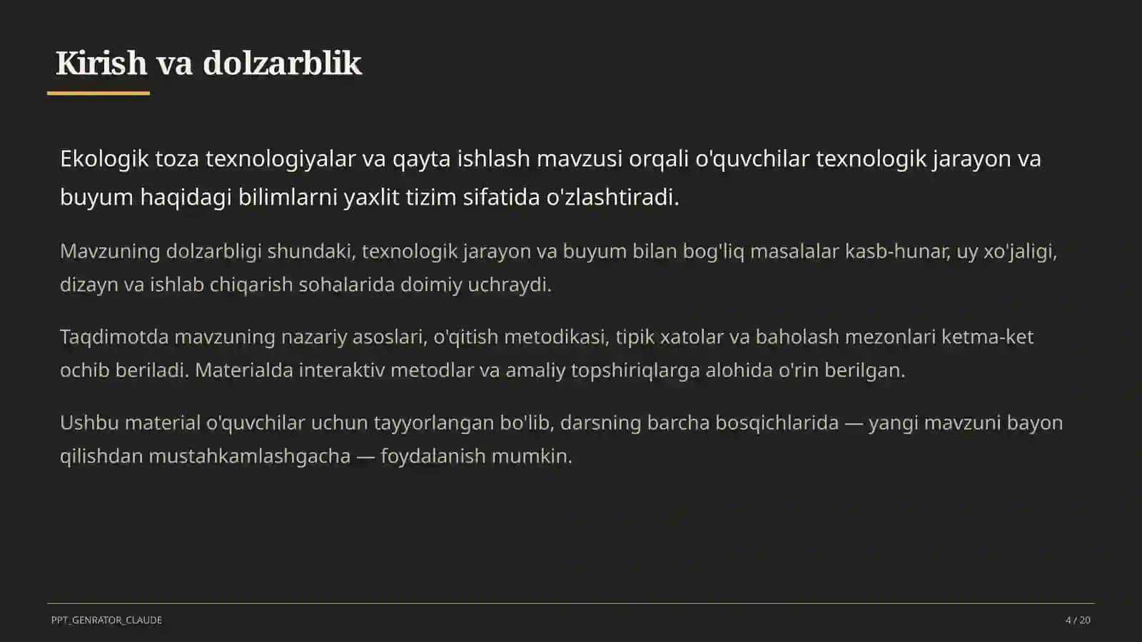 Ekologik toza texnologiyalar va qayta ishlash (11-sinf) 4