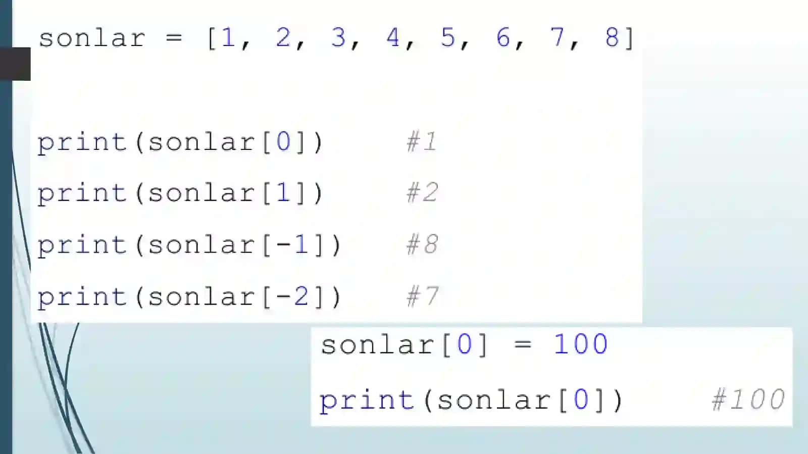 Python (Basic) Ro’yxatlar (list). 4