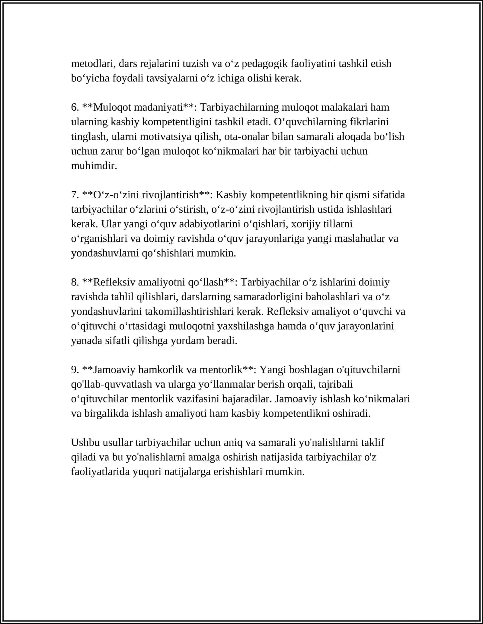 TARBIYACHI SHAXSIDA IJTIMOIY MUNOSABATLARNI RIVOJLANTIRISHGA OID KASBIY KOMPETENTLIKNI RIVOJLANTIRISHI 4