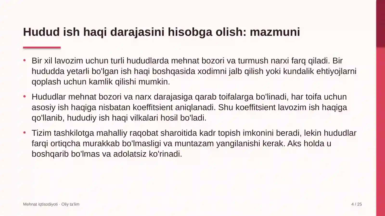 savdo uylarida hudud ish haqi darajasini hisobga olish 7731 4