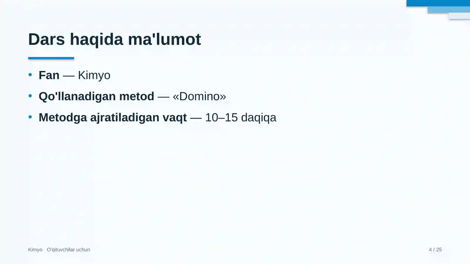 kimyo darslarida domino metodidan foydalanish 9552 4