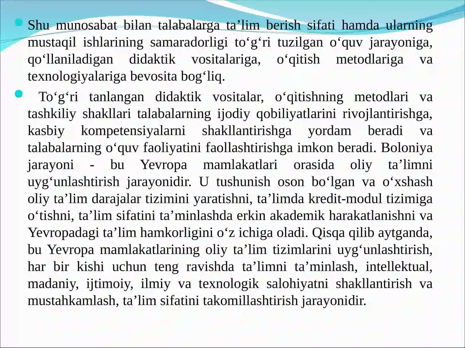 MUTAXASSISLIK FANLARINI O‘RGANISHDA MUSTAQIL ISHLARNI TASHKIL ETISH USULLARI. IJODIY VA MATN USTIDA ISHLASH BILAN BOG‘LIQ MUSTAQIL ISHLAR 4