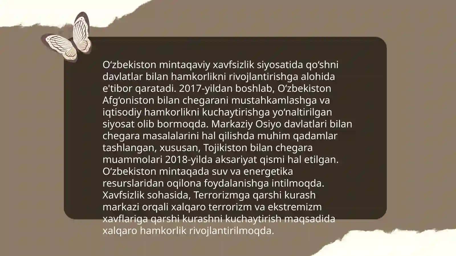 Õzbekistonning markaziy Osiyoda tinchlik va barqarorligini taminlashdagi órni 4