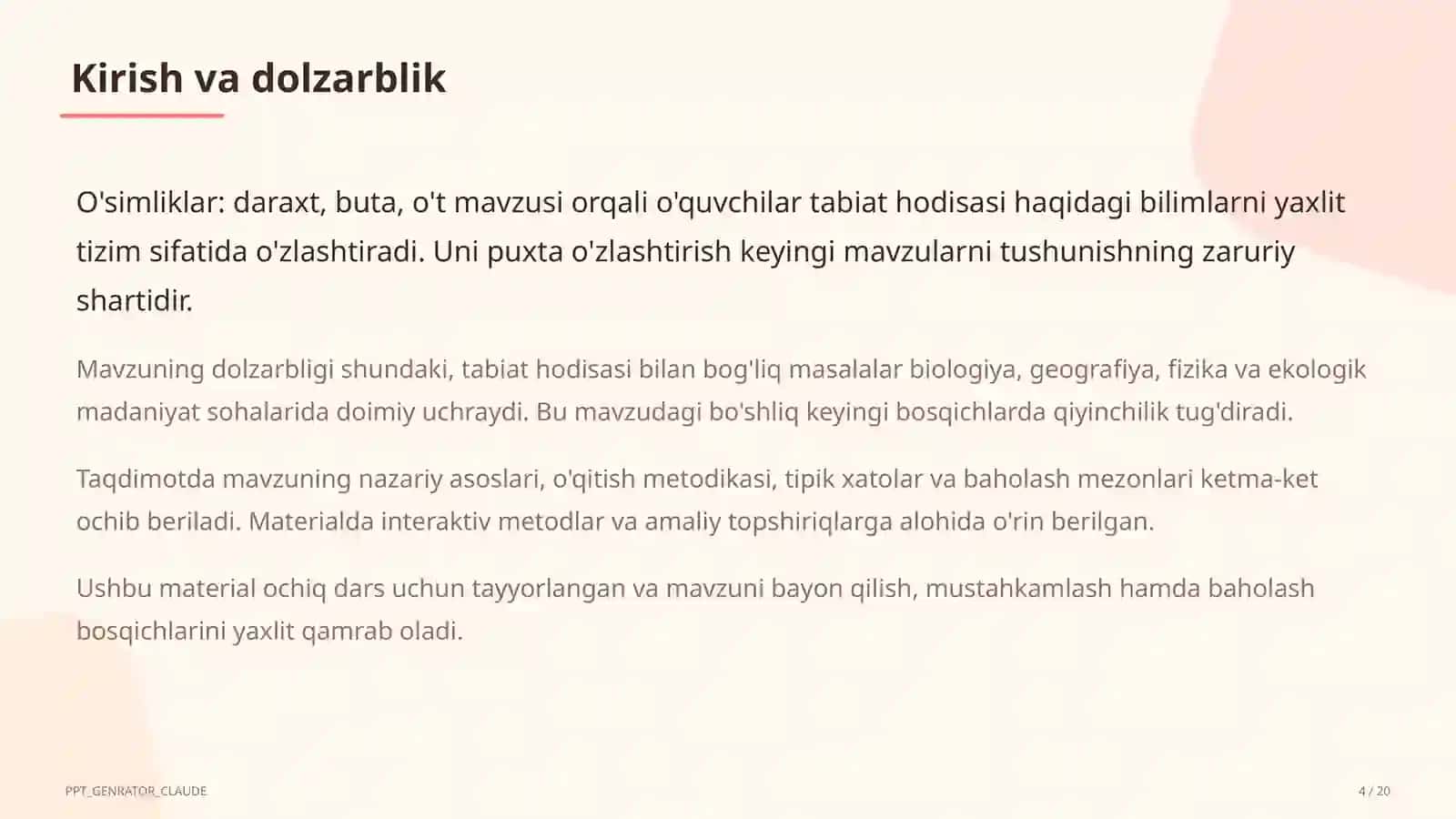 Daraxt, buta, o't mavzusi 4