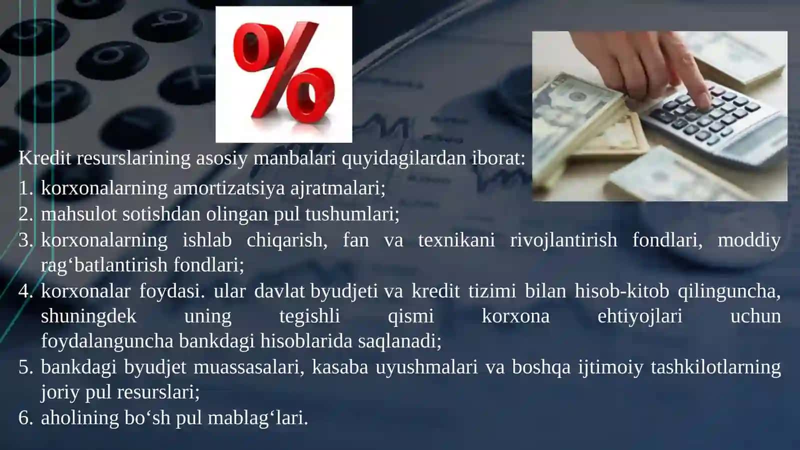 Kreditlar va kreditlar tushunchasi, ularning o‘ziga xos xususiyatlari. Bank kreditlarini hisobga olish 4
