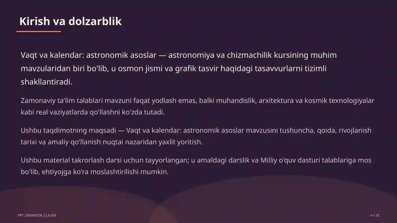 Vaqt va kalendar: astronomik asoslar 4