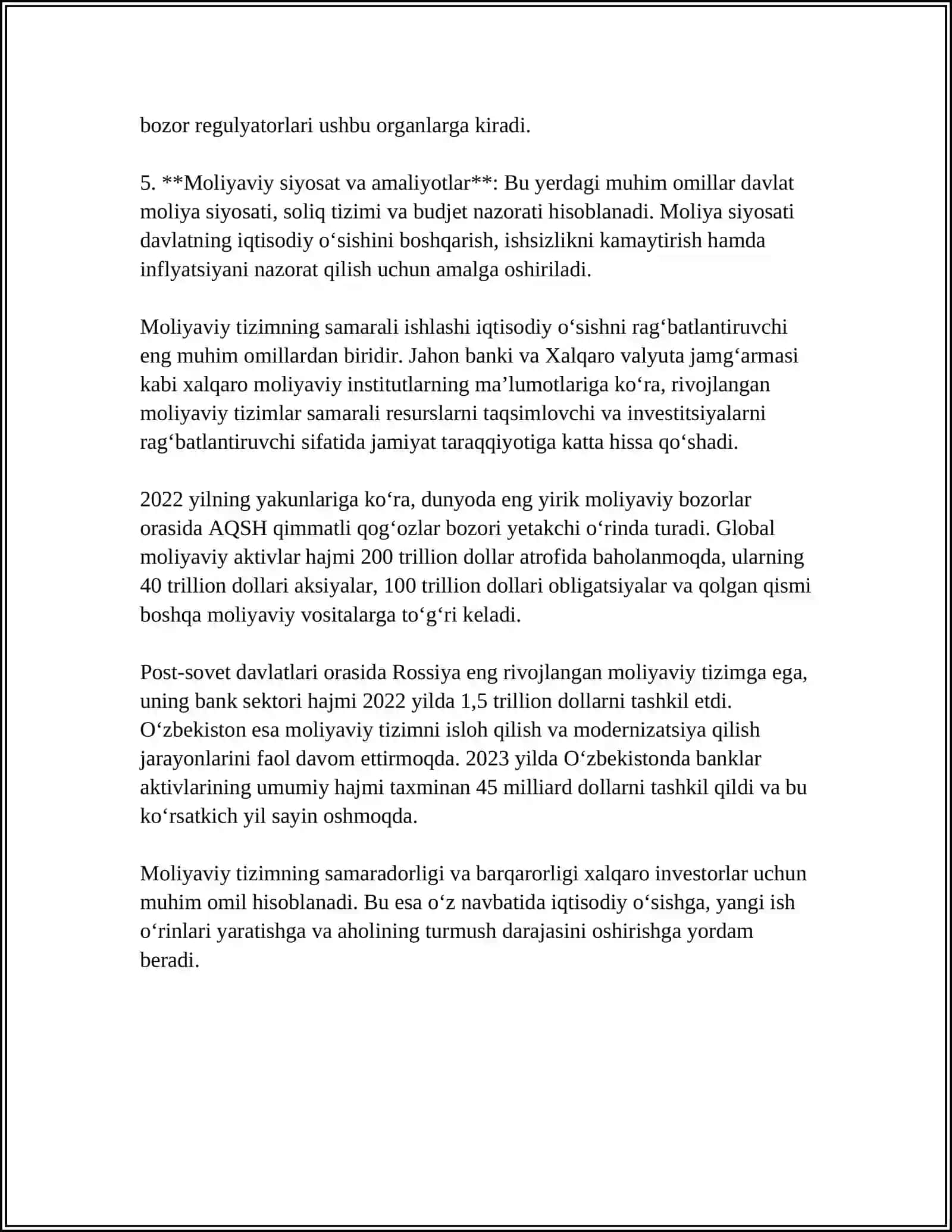 MOLIYA TIZIMI VA PUL-KREDIT SIYOSATI PUL MUOMALASI KREDIT TIZIMI VA BANKLAR IQTISODIYOTINI TARTIBGA SOLISHDA DAVLATNING ROLI 4