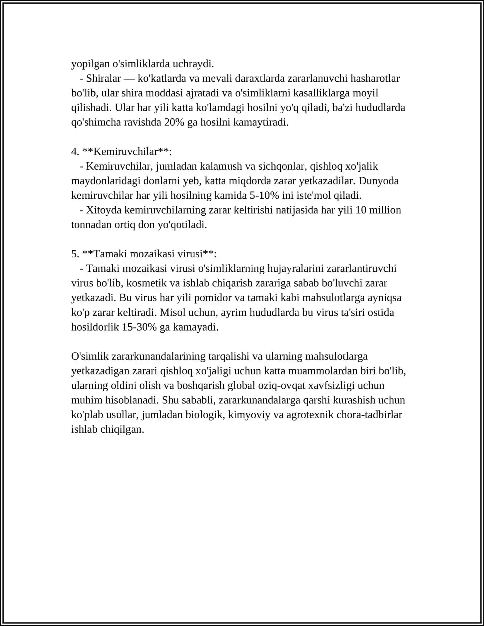 BIOZARARLOVCHI SUTEMIZUVCHILAR, ASOSIY SISTENMATIK GUNUHLARI VA VAKILLARI 4