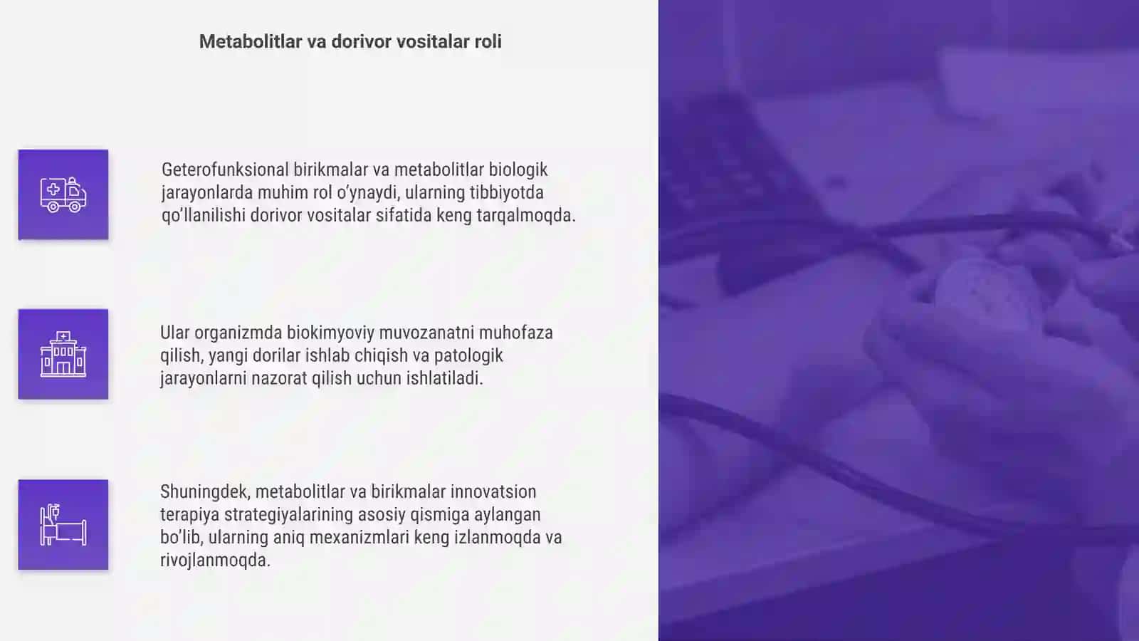 Geterofunksional birikmalar metabolitlar va dorivor vositalar sifatida 4