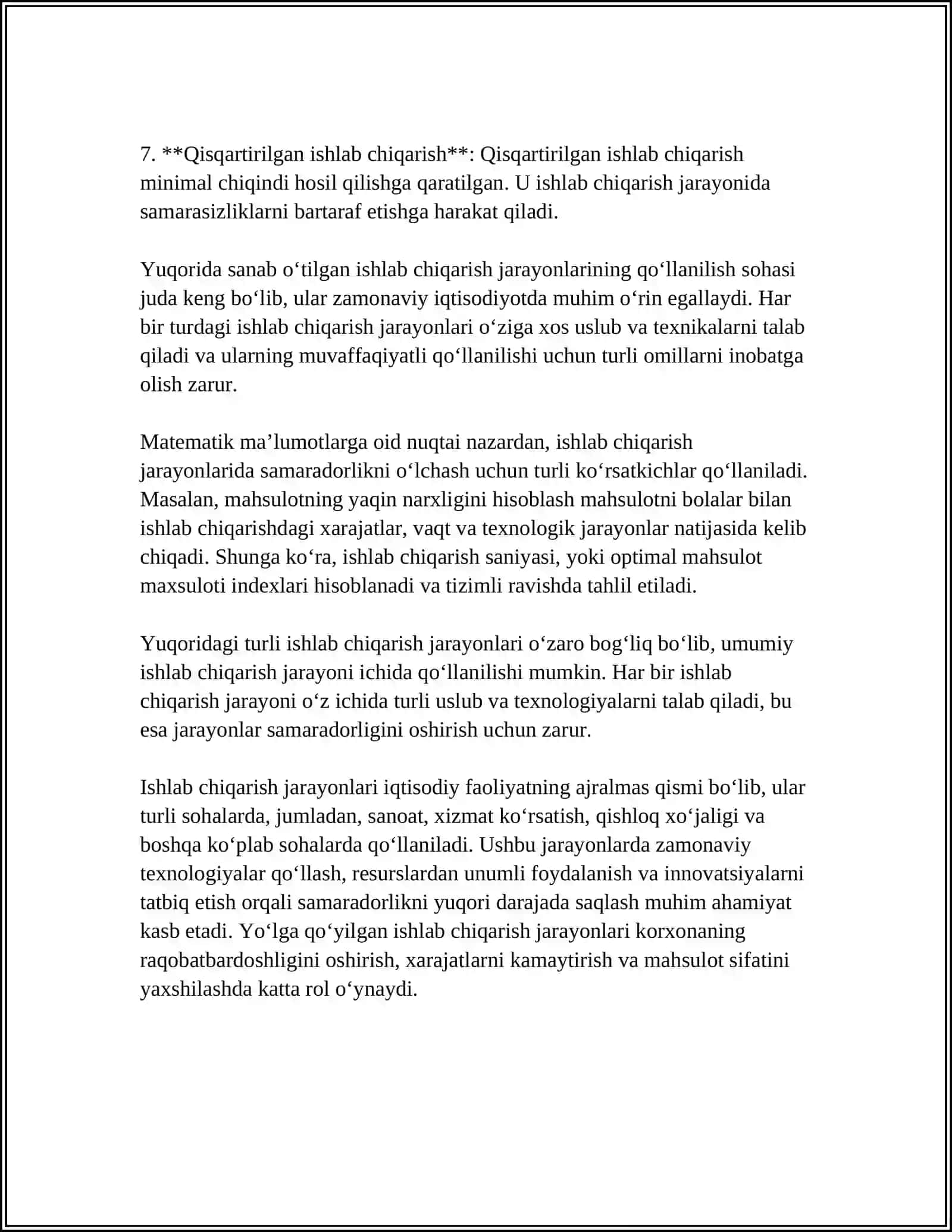 ISHLAB CHIQARISH TUZILMALARINING TURLARI. ASBOB USKUNALAR XO‘JALIGINI UYUSHTIRISH 4