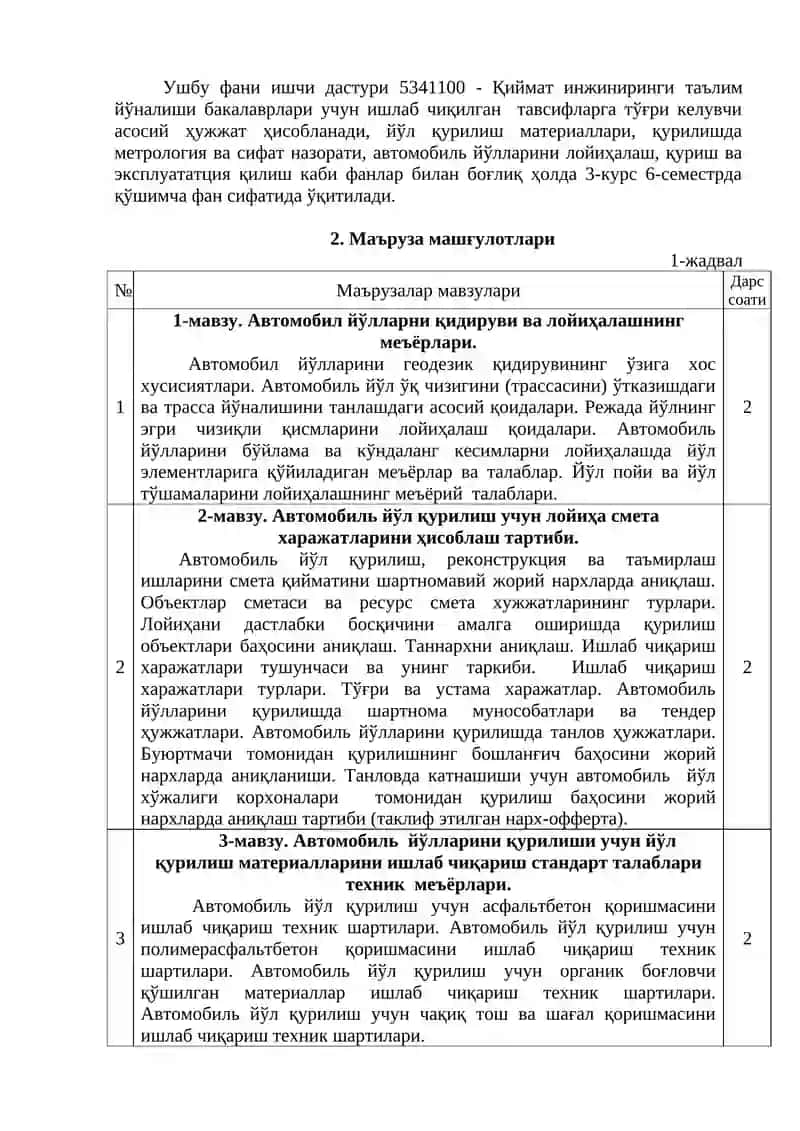 Тошкент автомобиль йўлларини лойиҳалаш, қуриш ва эксплуатацияси институти 4