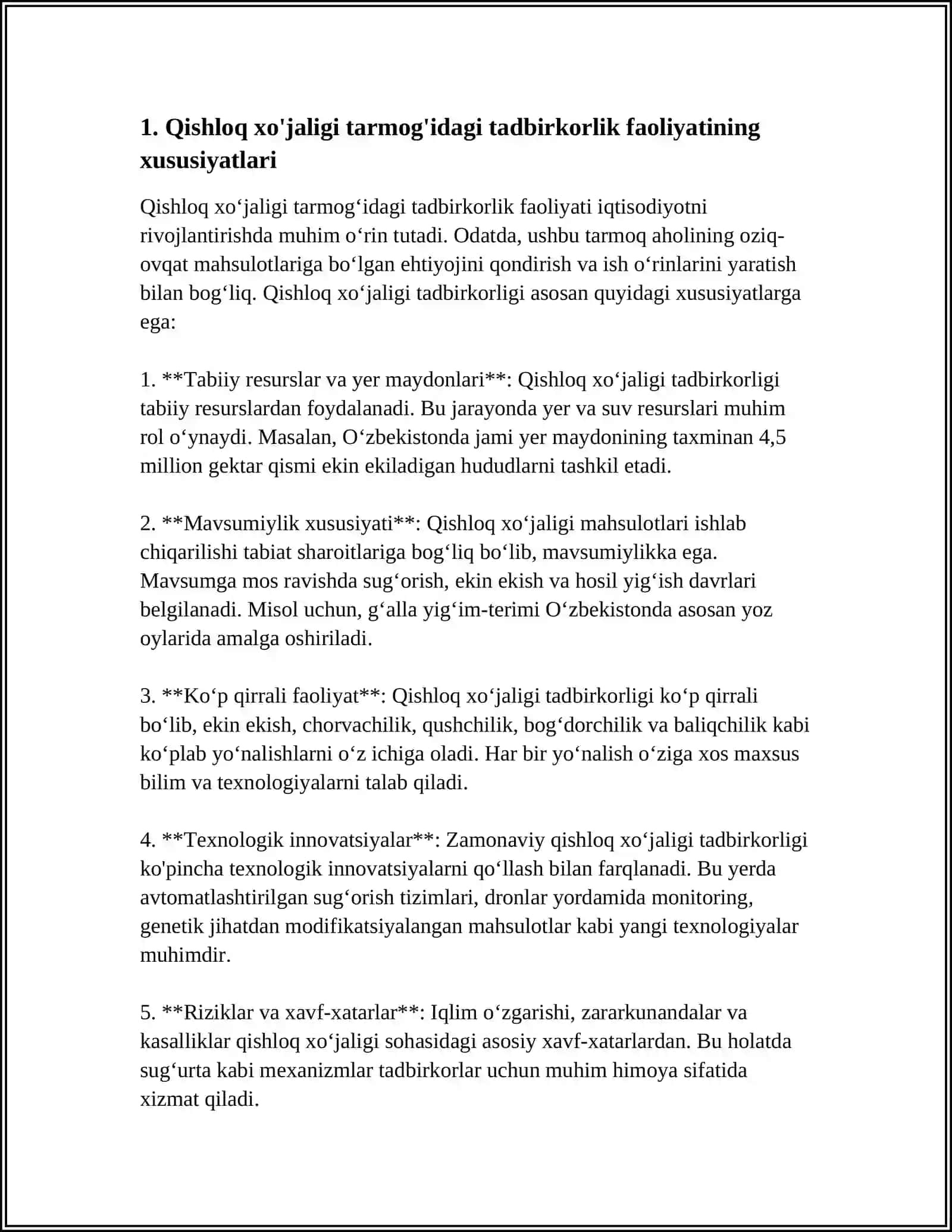 Tadbirkorlik Faoliyatining Tarmog'ilardagi Xususiyatlari 4