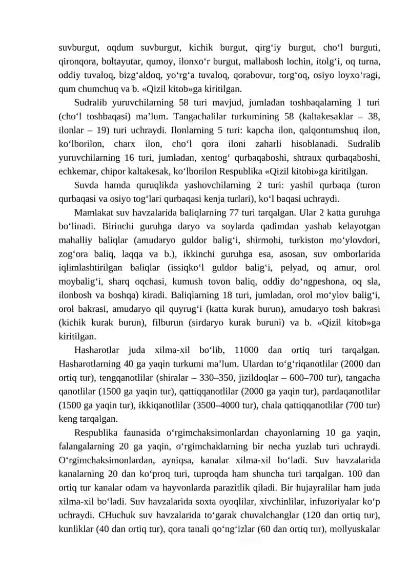 O‘zbekiston hayvonot dunyosini tadqiq qilish tarixi va hayvonlarning mintaqalar bo`yicha tarqalishi 4