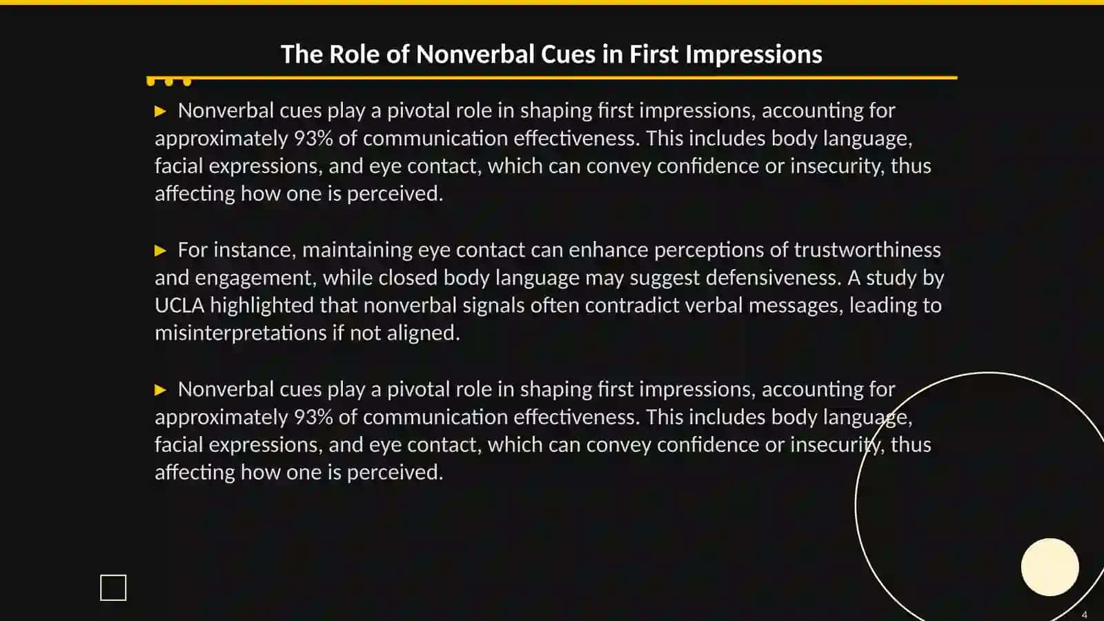 Communication perception factors (first impression factor, dominance factor) 4