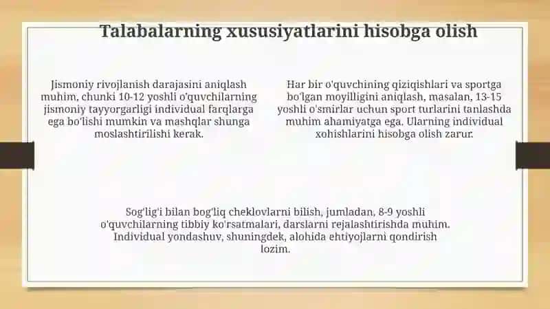 Jismoniy tarbiya darsida oʻquvchilar faoliyatini tashkil etish uslubiyati 4