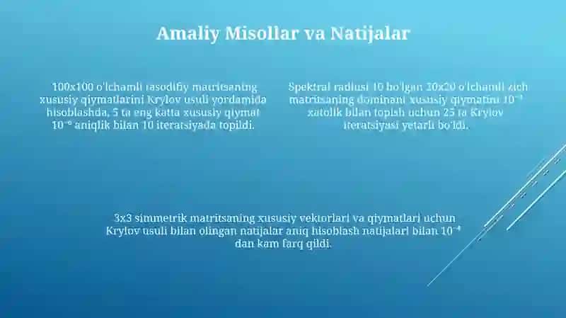 Matritsaning xos son va xos qiymatlarini taqribiy hisoblashni Krilov usuli 4