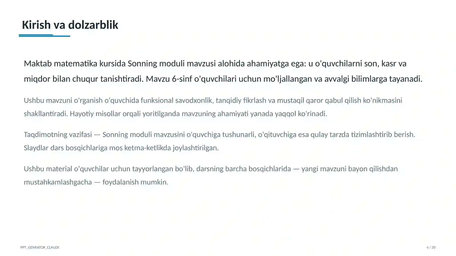 Sonning moduli (6-sinf) 4