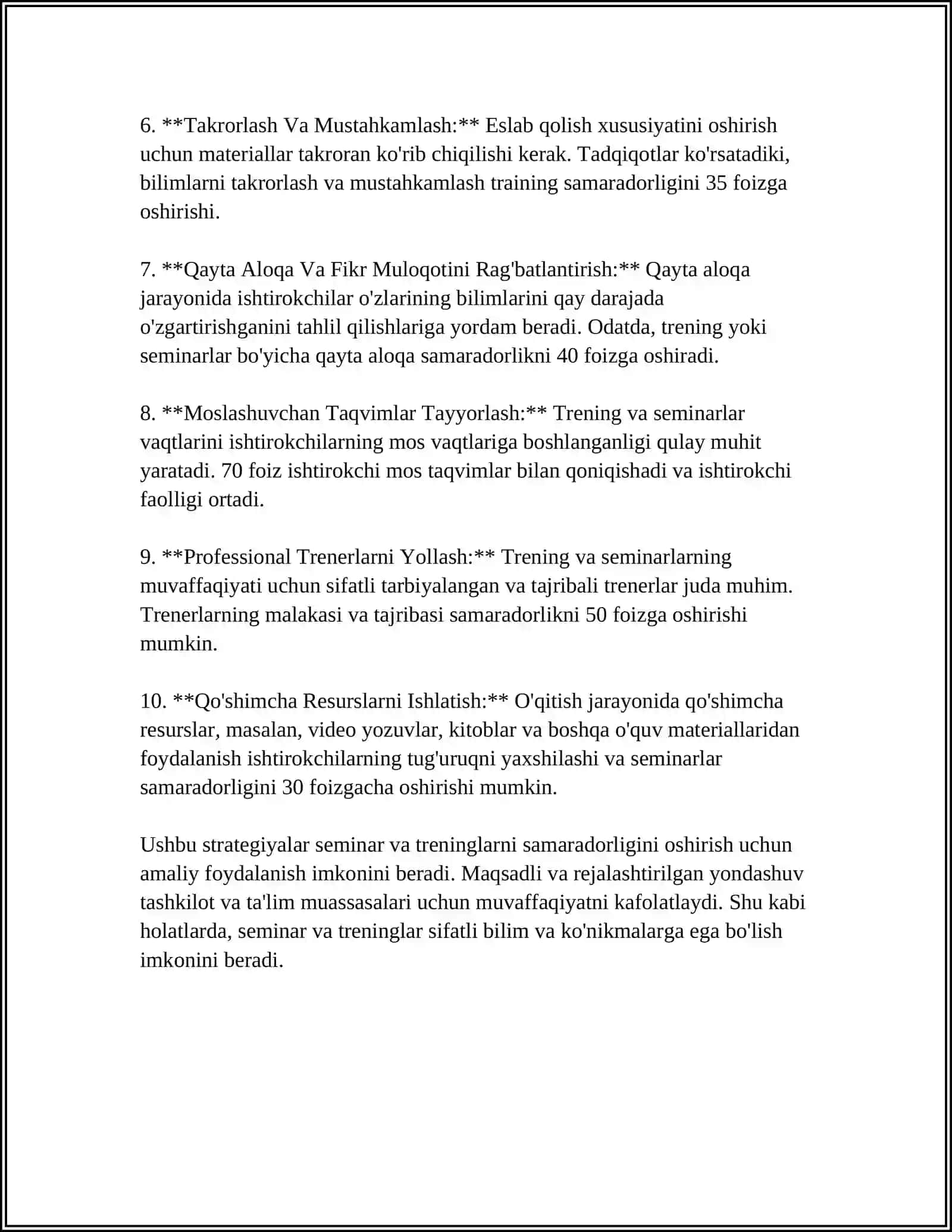 SEMINAR TRENINGLAR, INTENSIV-INTERFAOL SEMINARLAR, AMALIY ISHLARNI TASHKIL ETISH METODIKASI 4