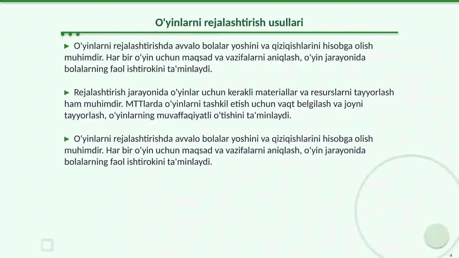 MTTlarda tabiat qo'ynida turli xildagi o'yinlarni tashkil etishni mazmunini yoritib berish 4