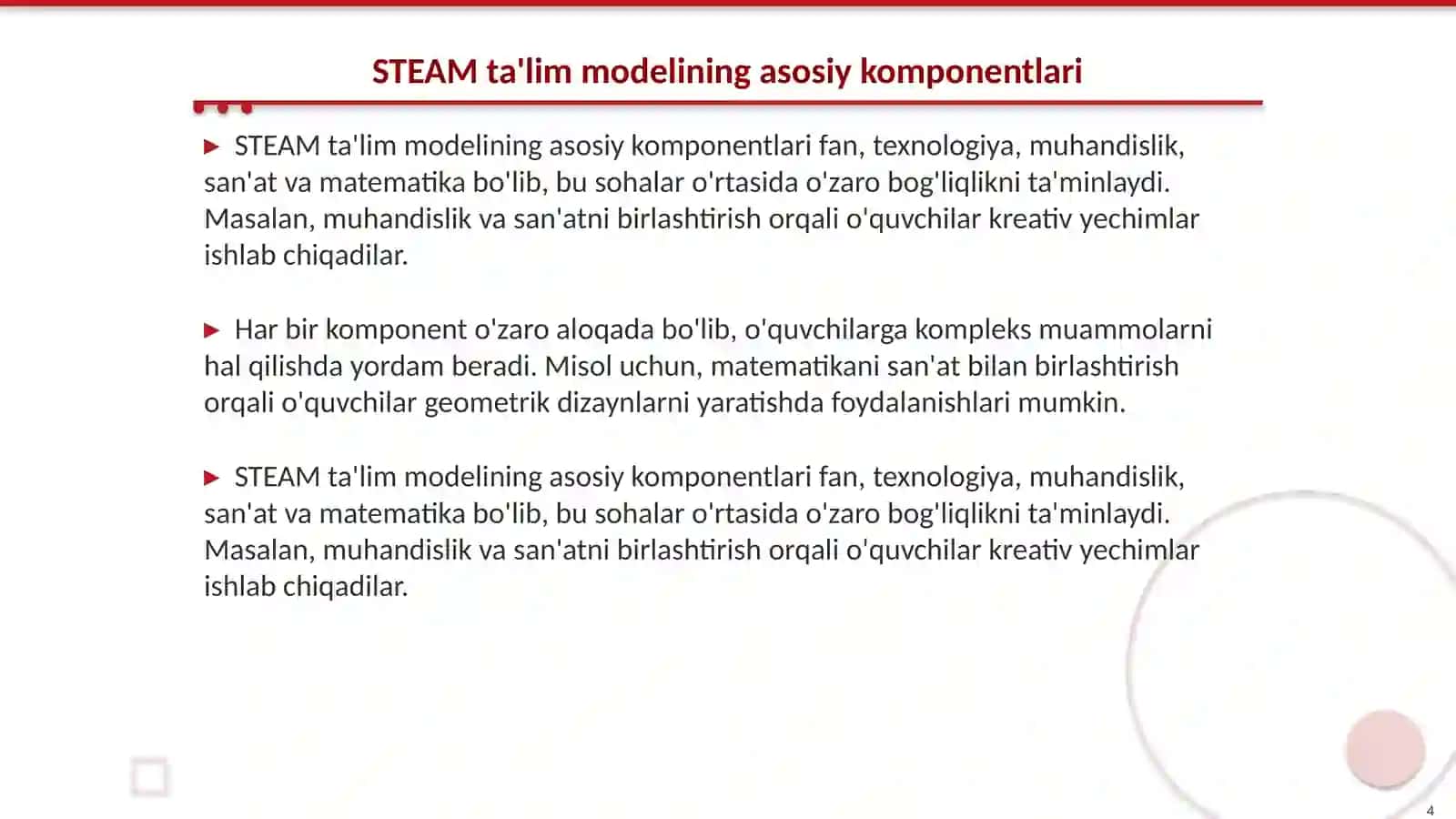 Tabiiy fanlar darslarini tashkil etishda STEAM yondashuvi 4