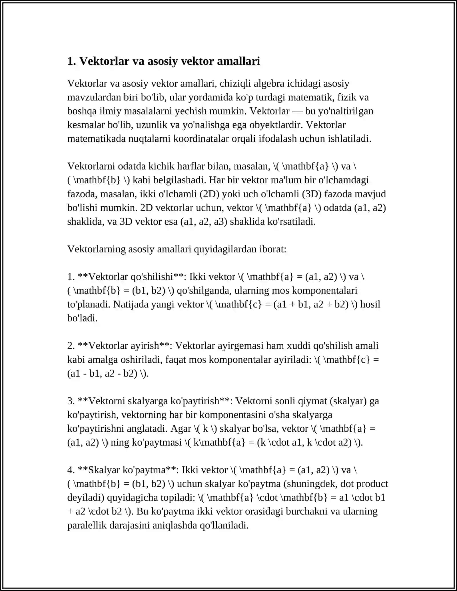 PDF FORMATIDA TAYYORLANGAN MUSTAQIL ISH: LINEAR ALGEBRA VA UNING ASOSIY IMKONIYATLARI 4