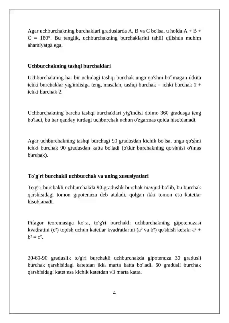Mavzu: Uchburchaklar 4