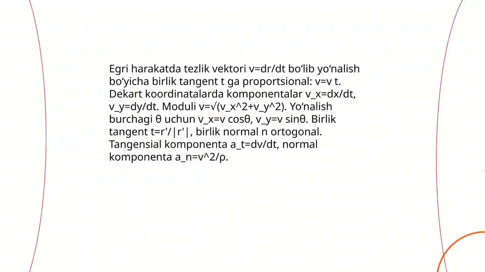 Moddiy nuqtaning egri chiziqli harakati 4