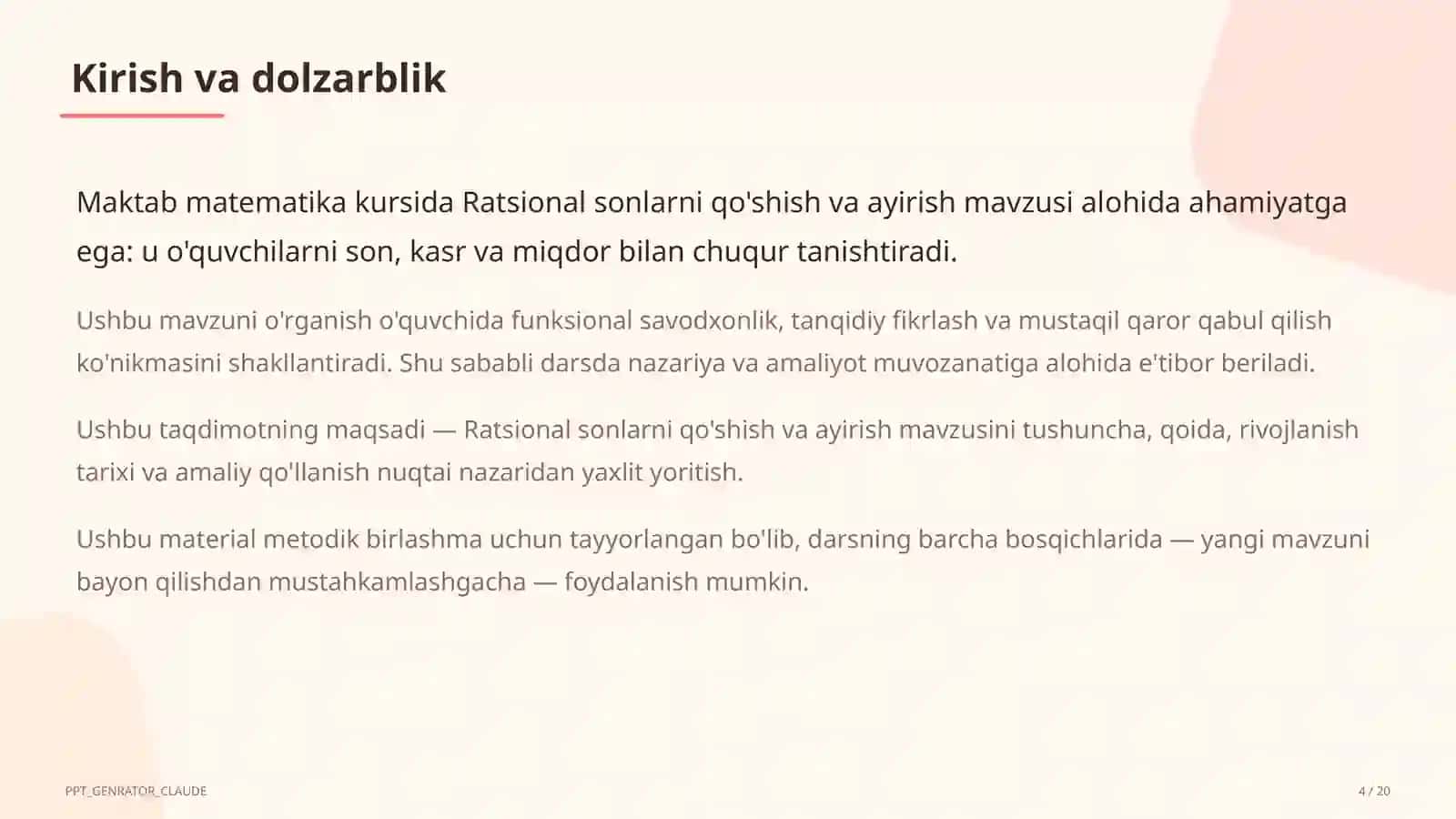 Ratsional sonlarni qo'shish va ayirish (6-sinf) 4