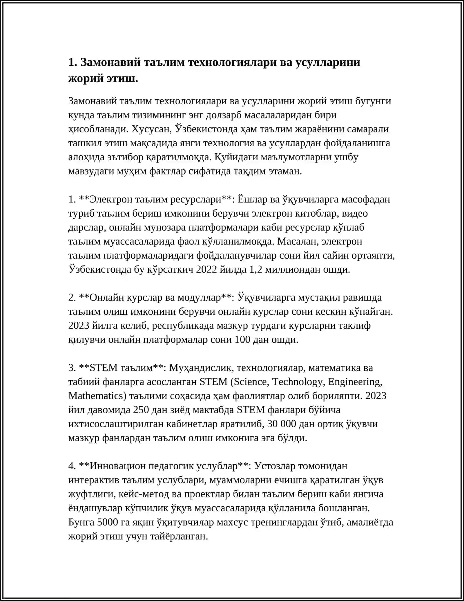 ЗАМОНАВИЙ МАКТАБНИ РИВОЖЛАНТИРИШ ИСТИҚБОЛЛАРИ ВА СИФАТ-САМАРАДОРЛИККА ЭРИШИШ ЙЎЛЛАРИ 4