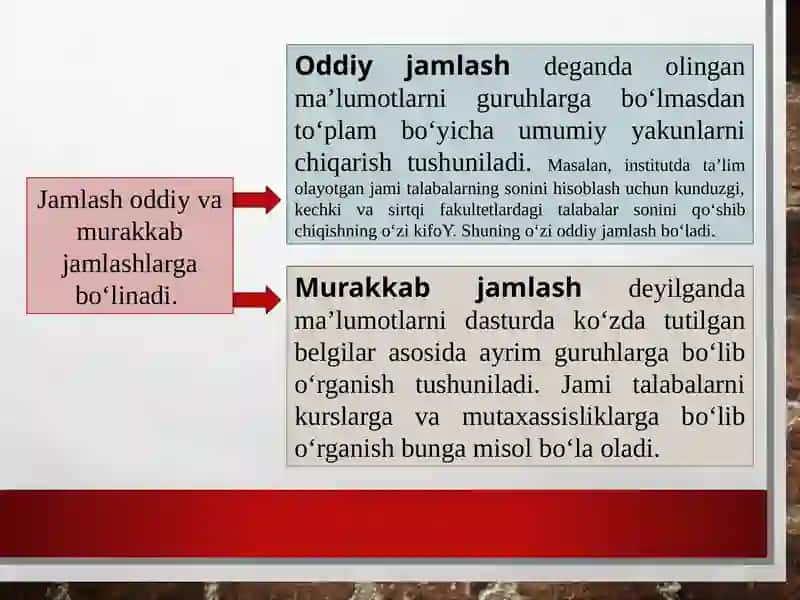 Statistik jamlash va guruhlash 4