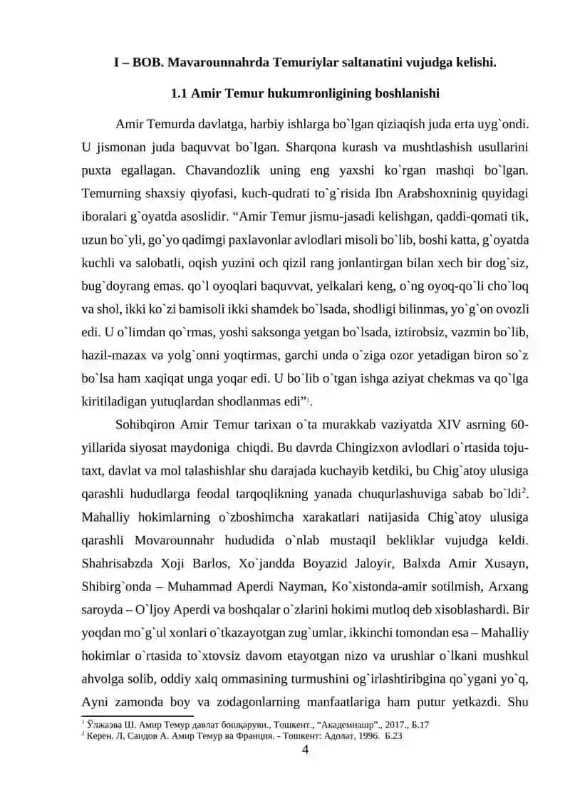 Mavarounnahrda Temuriylar saltanatini vujudga kelishi va Temuriylar saltanating markazlashuvi 4