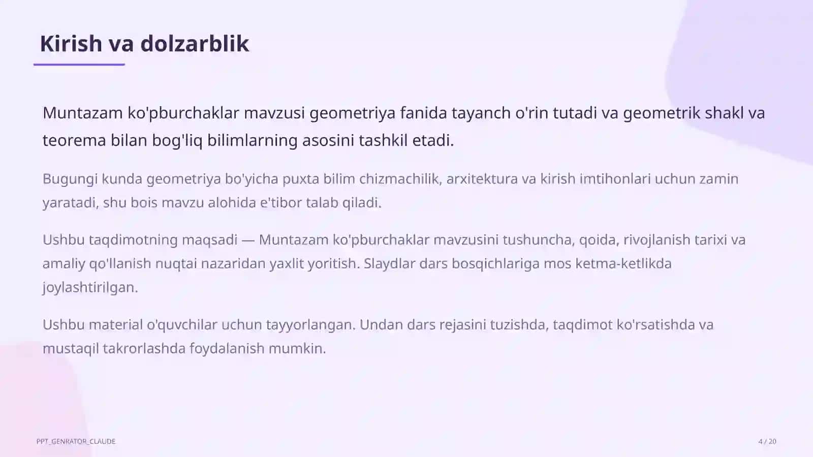 Muntazam ko'pburchaklar (9-sinf) 4